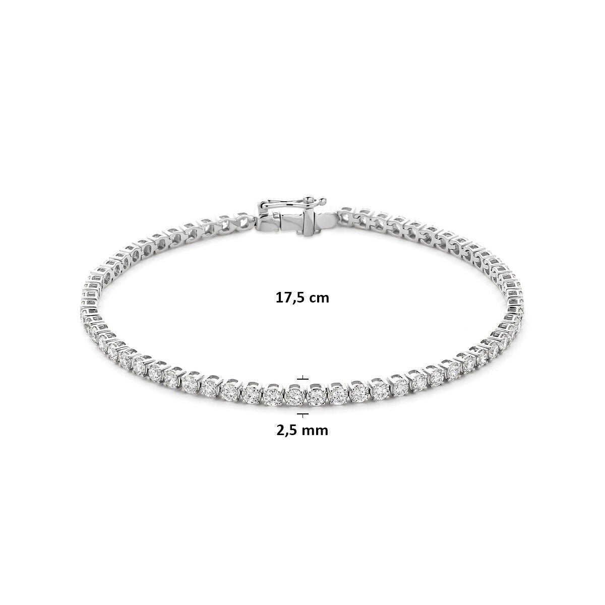 Bracciale tennis in oro bianco 14k con diamante lab grown