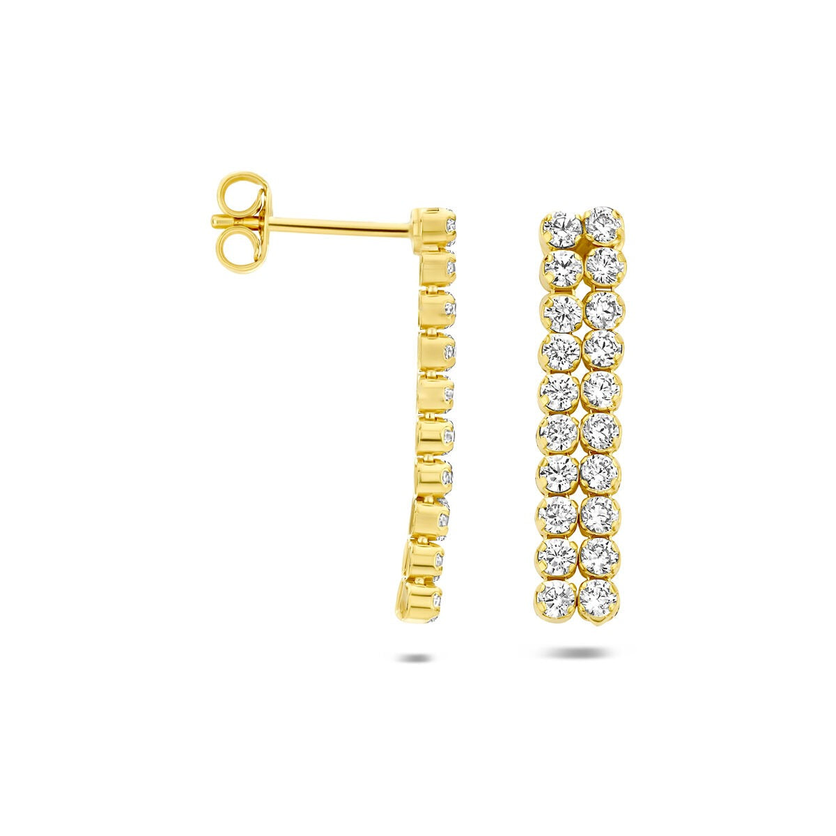 Orecchini pendenti in argento 925 dorato con zircone 24 x 5 mm