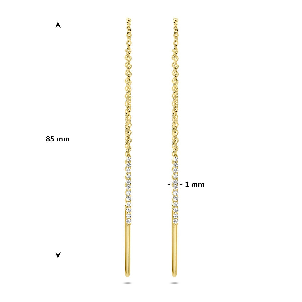 Orecchini a filo in oro giallo 14k con diamante