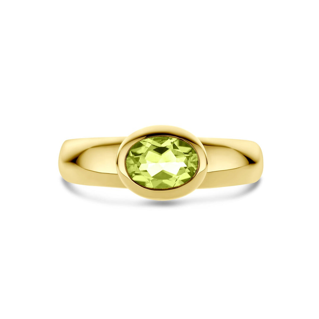 14k Geelgouden Ring met Peridot – Ovale Zetting 7.5x9mm
