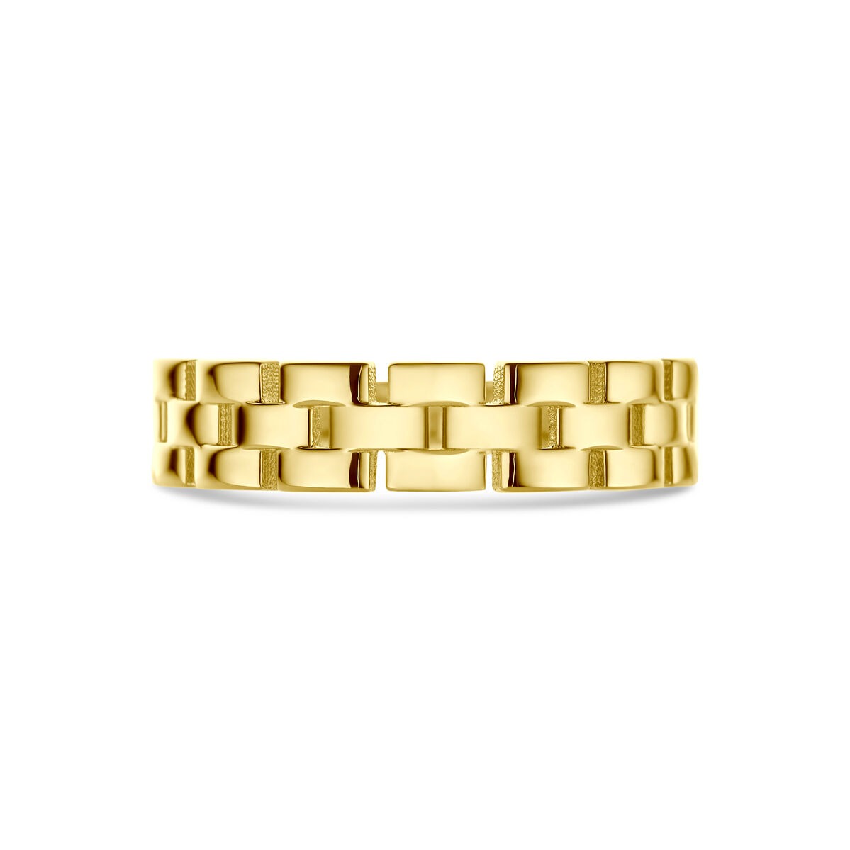 anello da donna in oro 9k con motivo a maglia – oro giallo largo 4,5 mm