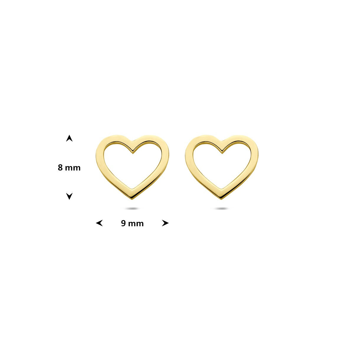 Orecchini a bottone cuoricino in oro giallo 14k