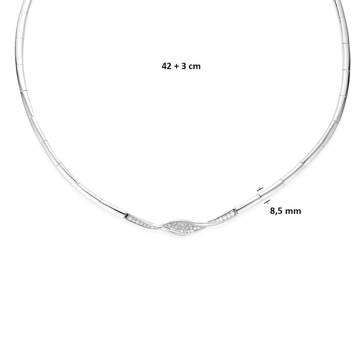 Collana in argento 925 rodiato con zirconi