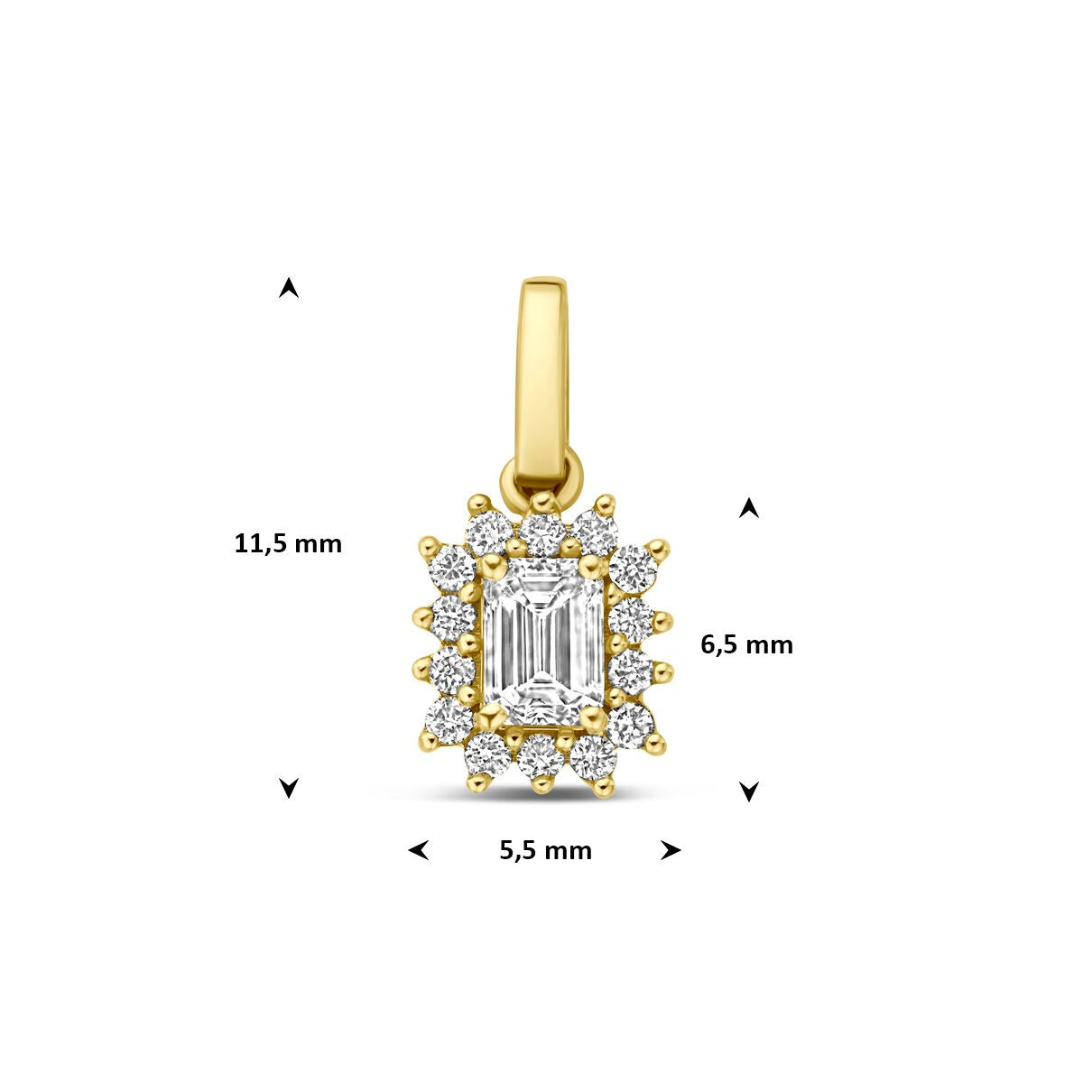 Ciondolo in oro giallo 14k con diamante lab grown