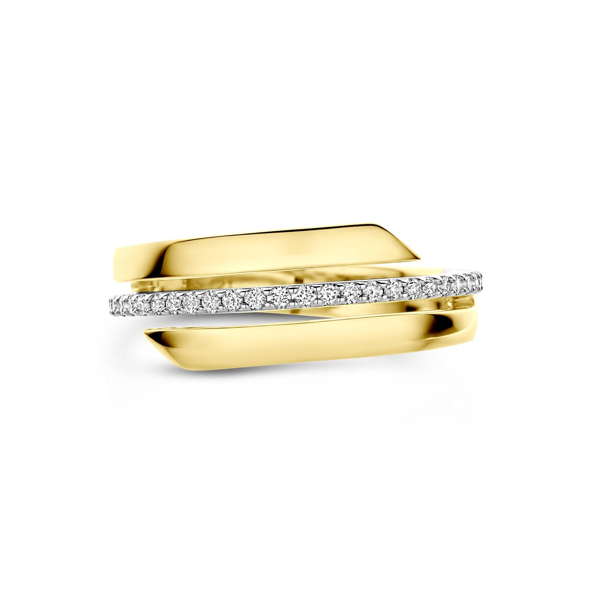 Anello in oro bicolore 14k con diamante 0.21ct