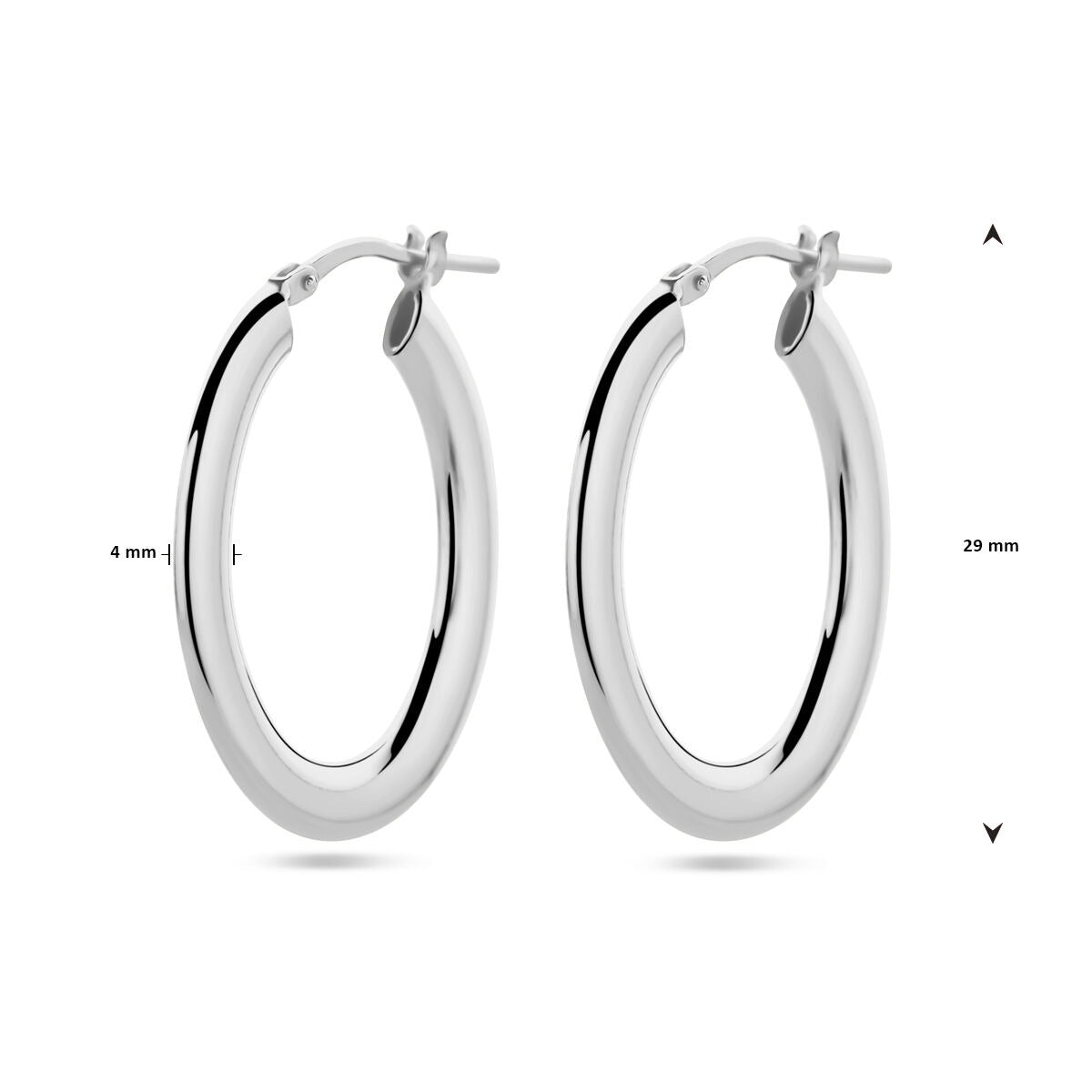 Orecchini a cerchio in argento rodiato 29 mm