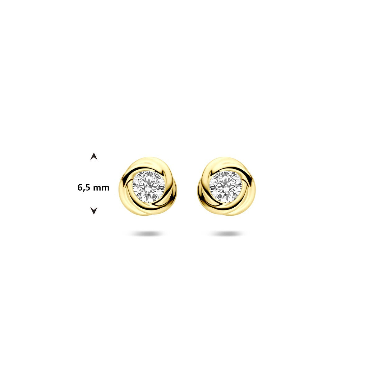Orecchini a bottone in oro 14k con zirconi – montatura solitaria