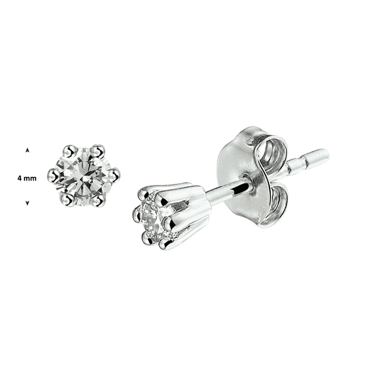 Orecchini a bottone in oro bianco 14k con diamante – taglio brillante 0.10ct