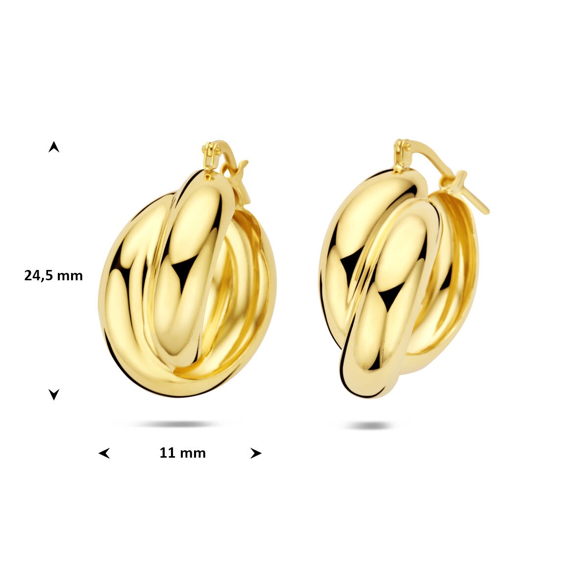 Orecchini a cerchio in argento 925 dorato 24.5 x 11 mm