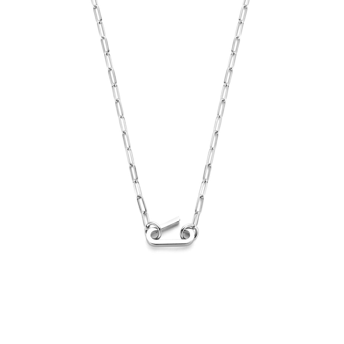 Collana paperclip in argento con connettore – argento 925 rodiato