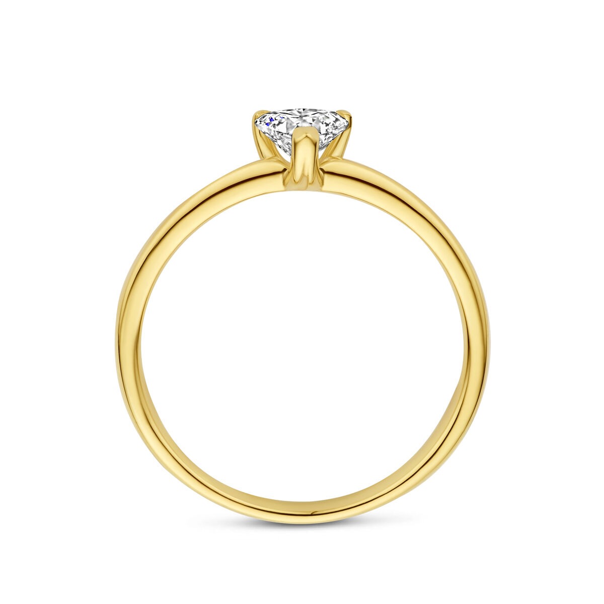 Anello in oro giallo 14k con diamante lab grown a cuore 0.30ct