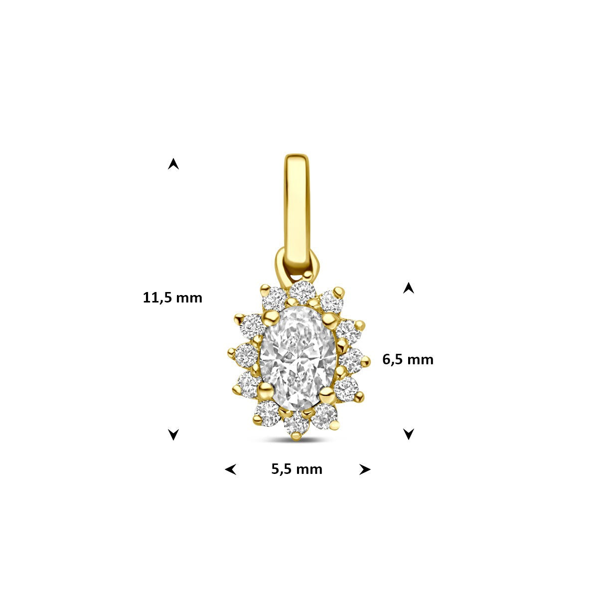 Ciondolo in oro giallo 14k con diamante lab grown 0,21 ct