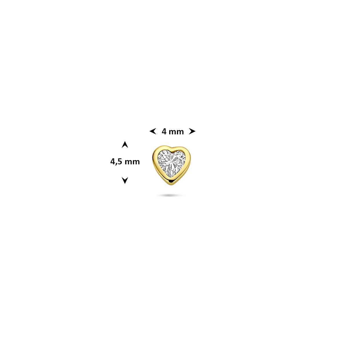 Piercing flat back in argento 925 dorato con zirconia a forma di cuore