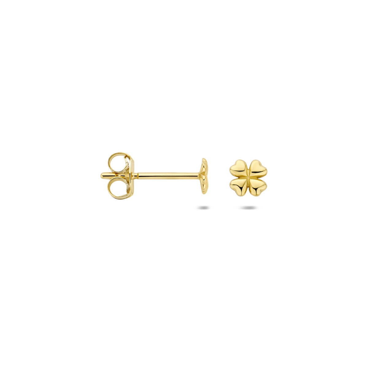 Orecchini a Bottone in Oro Giallo 14k Quadrifoglio
