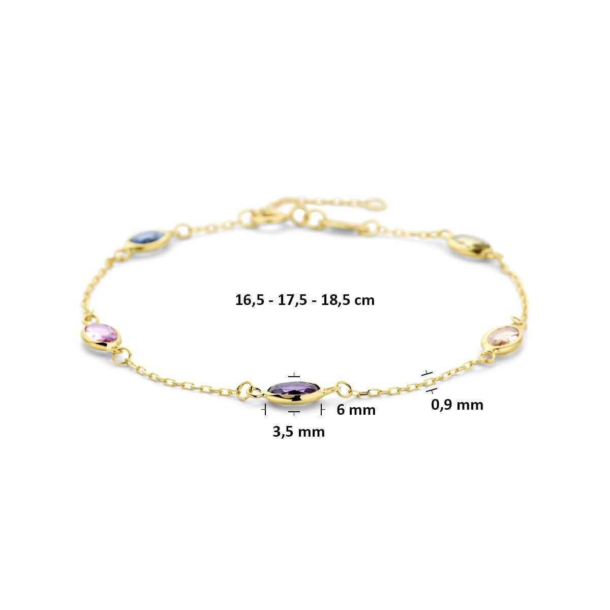 Bracciale in oro giallo 14k con pietre preziose sintetiche