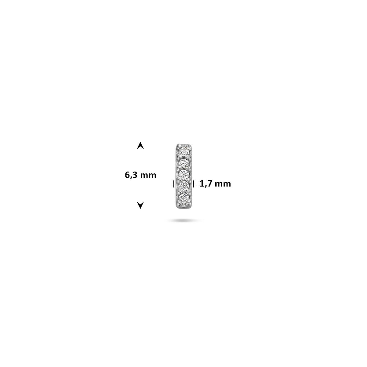 Piercing flat back in argento rodiato con zirconia a forma di barretta