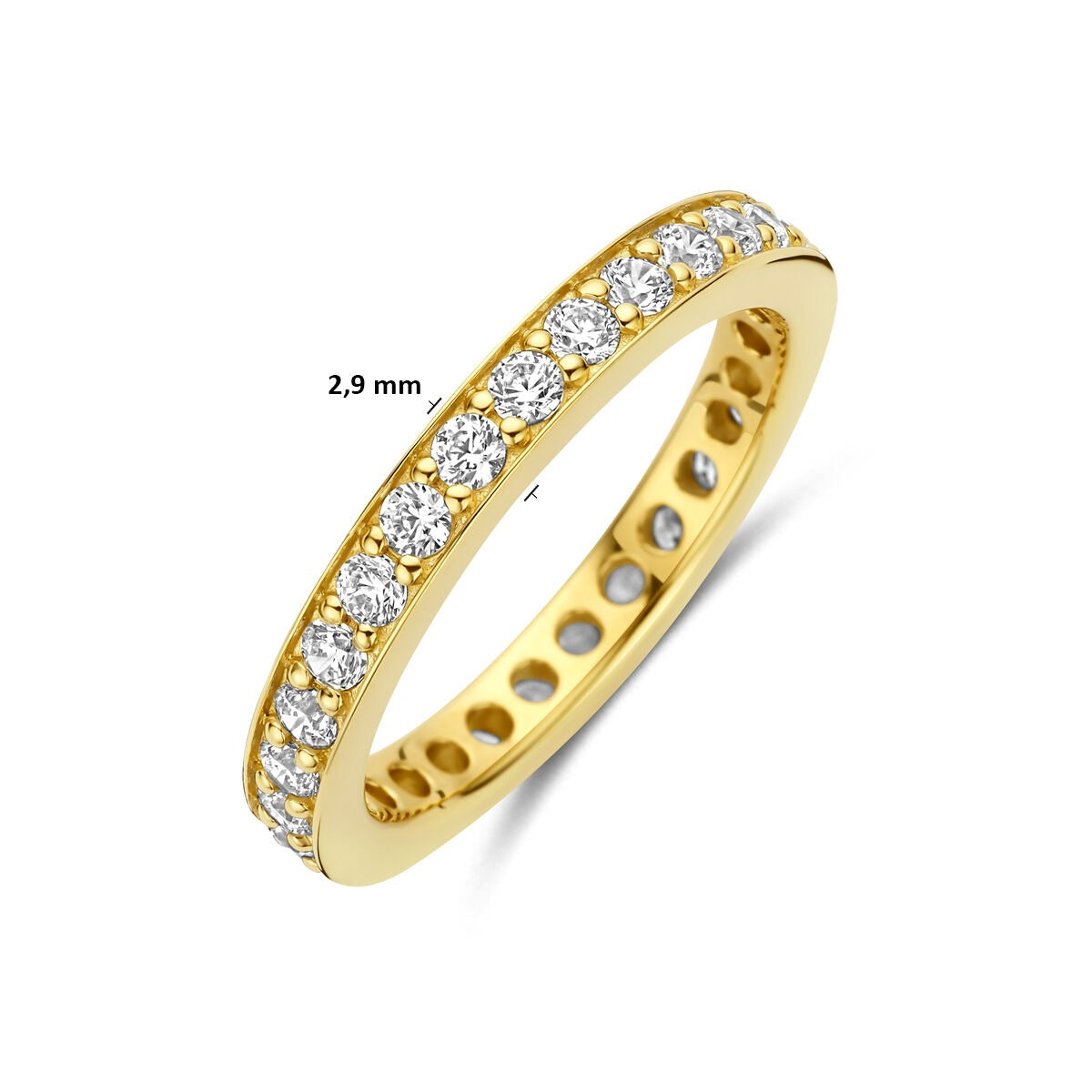Anello in argento 925 dorato con zircone 2.9 mm