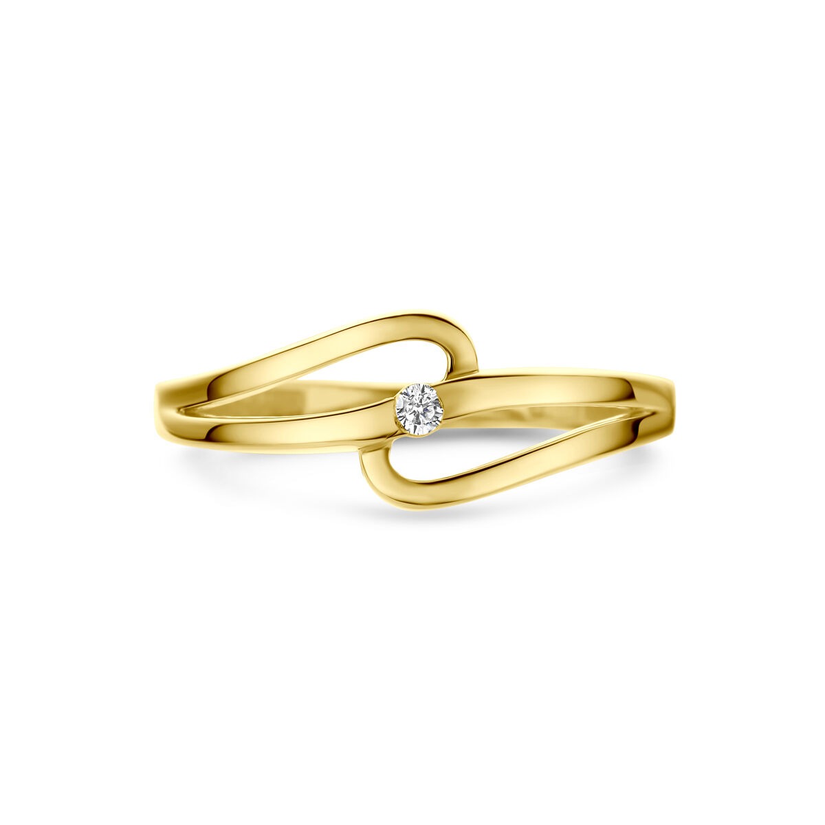 Anello in oro giallo 14k con zircone solitario