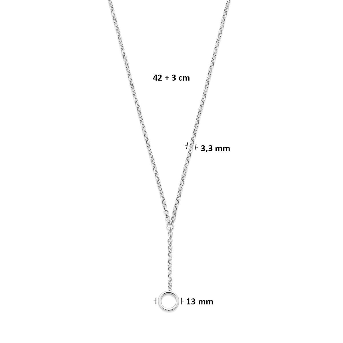 Collana a Y in argento 925 rodiato con cerchietto