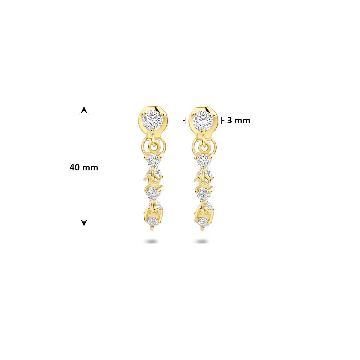 Orecchini pendenti in argento dorato con zirconia – argento 925