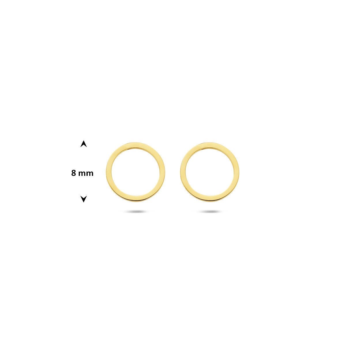 Orecchini a Bottone in Oro Giallo 9k Cerchio Aperto 8 mm