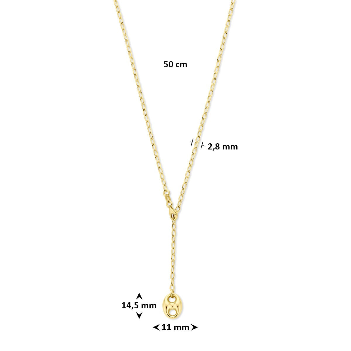 Collana in argento 925 dorato con ciondolo a chicco di caffè