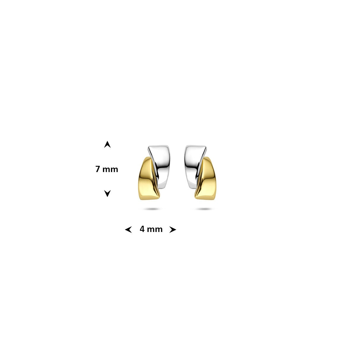 Orecchini a bottone bicolore 9k