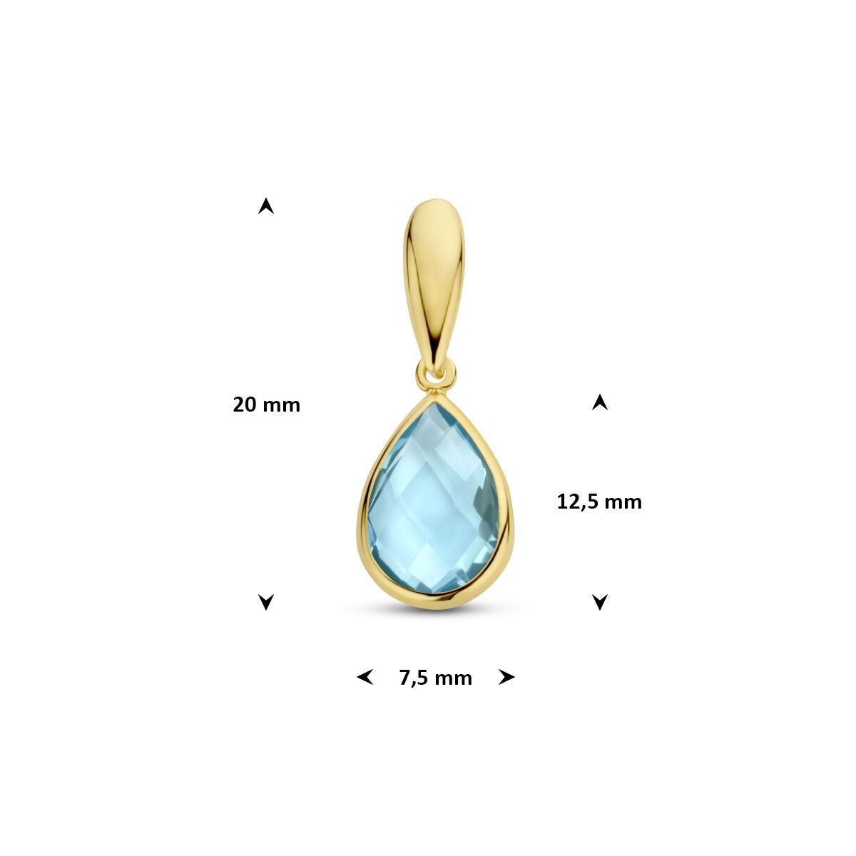 Ciondolo in oro giallo 9k con topazio blu