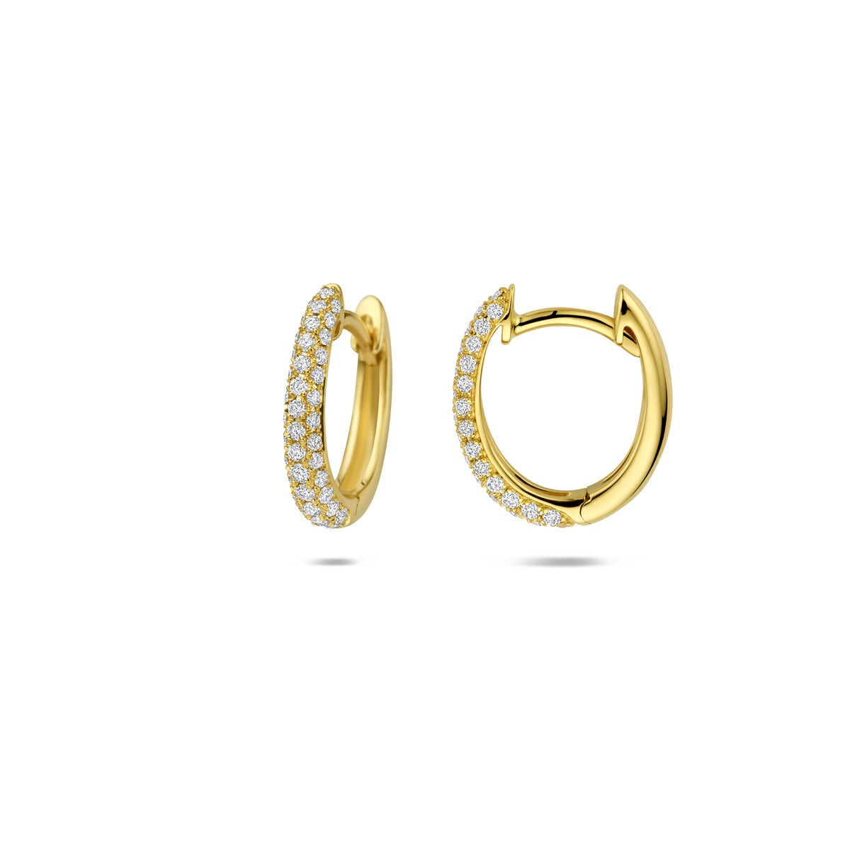 Creole in oro giallo 14k con fila di diamanti