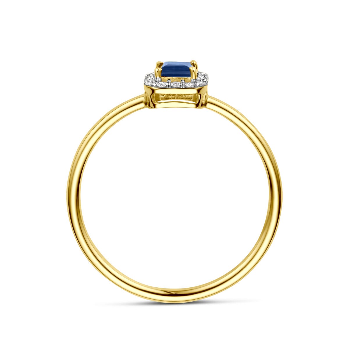 Anello in oro con zaffiro e diamante – 14k