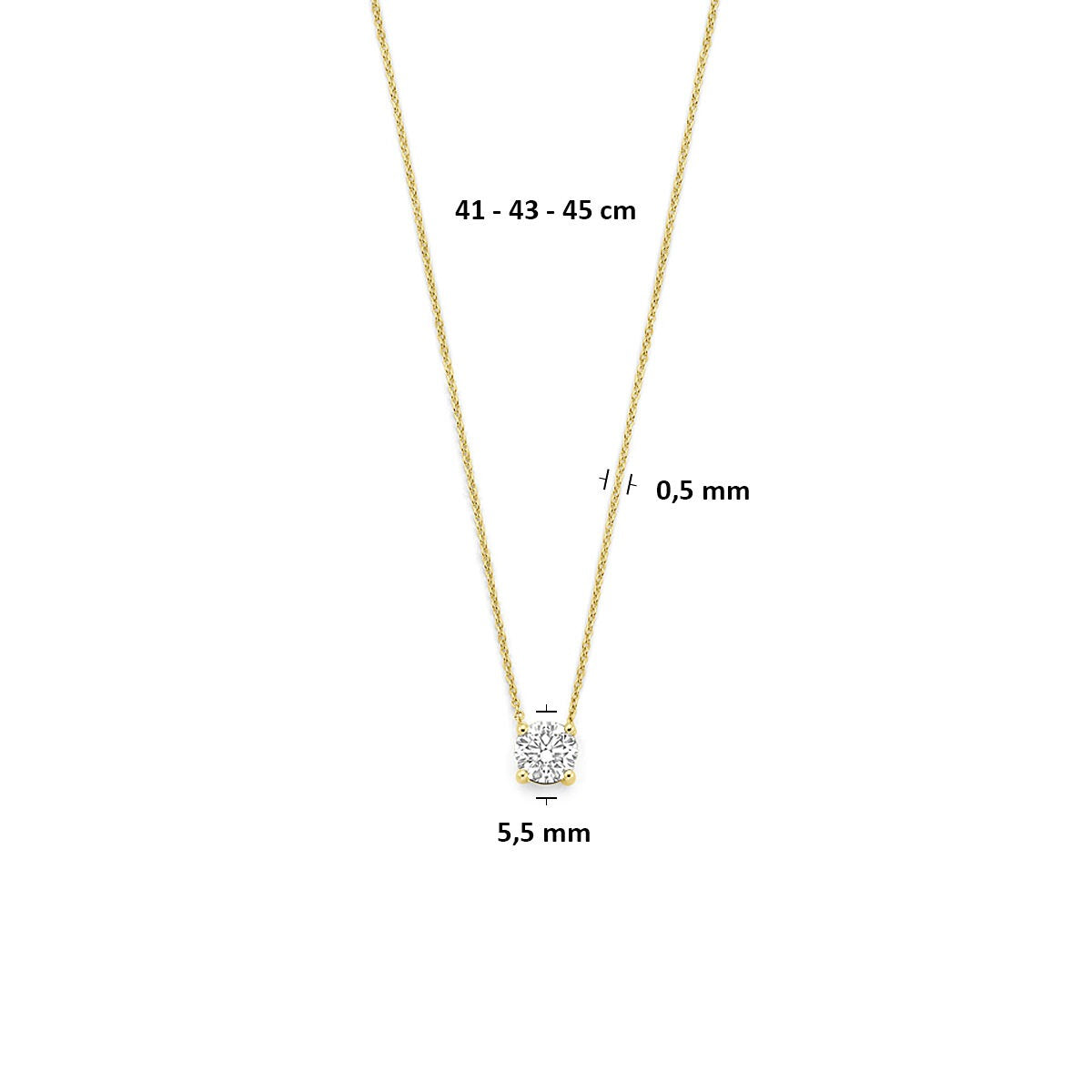 Collana in oro giallo 14k con diamante lab grown