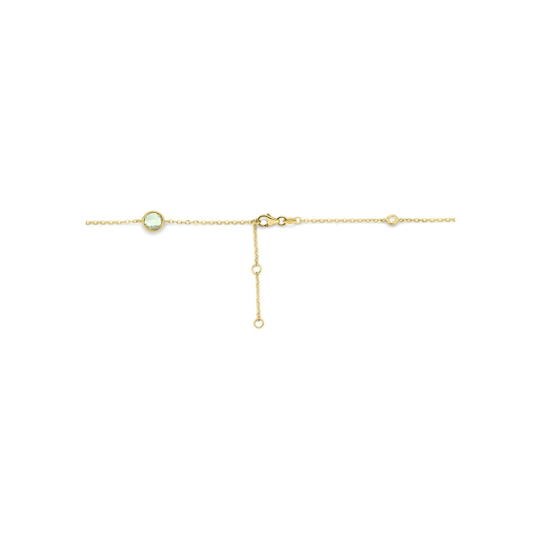 14k geelgouden collier met groene amethist en diamant 0,25 ct
