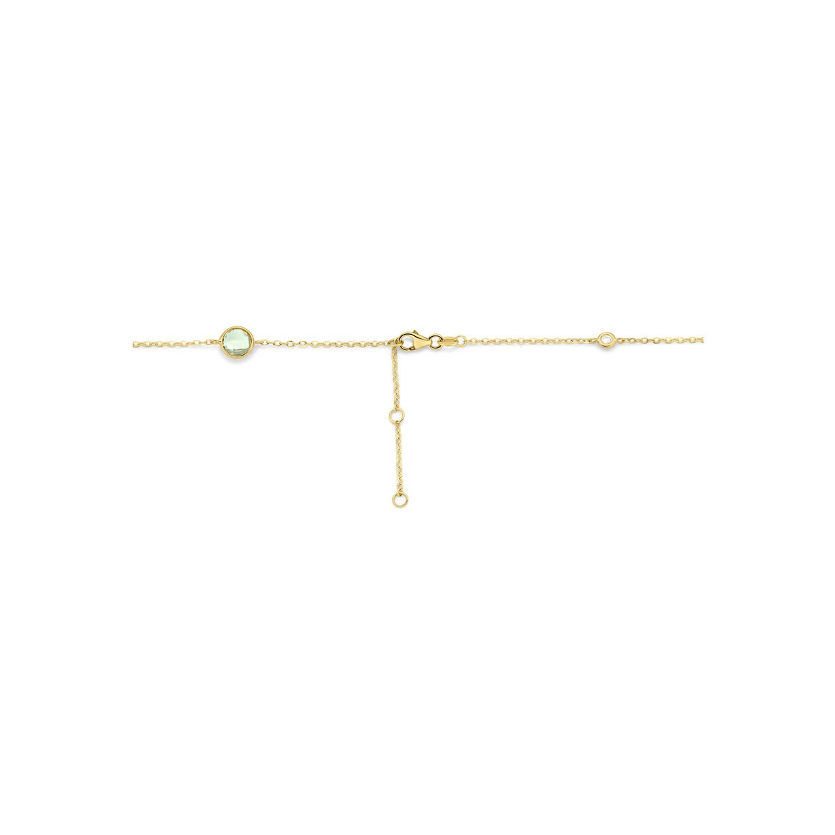 Collana in oro giallo 14k con ametista verde e diamante 0,25 ct