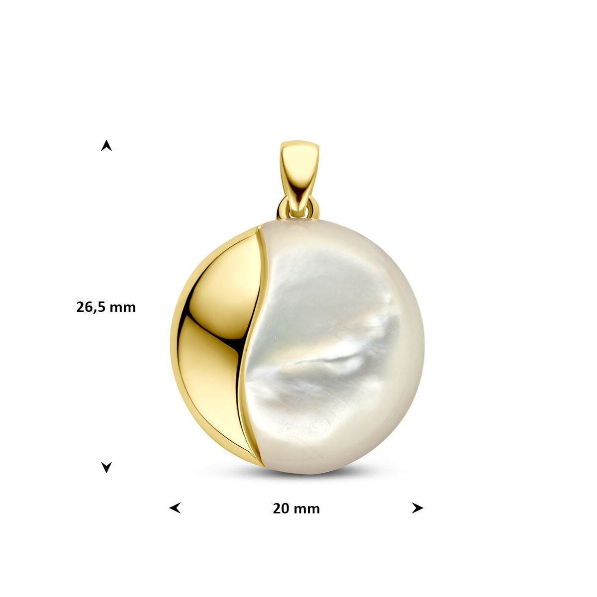 Ciondolo in oro giallo 14k con madreperla 20 mm