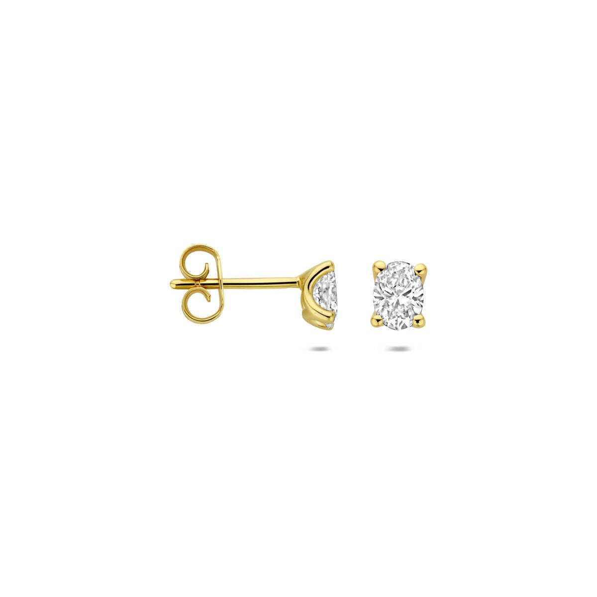 Orecchini a bottone in oro giallo 14k con diamante lab grown – ovale 0.60ct