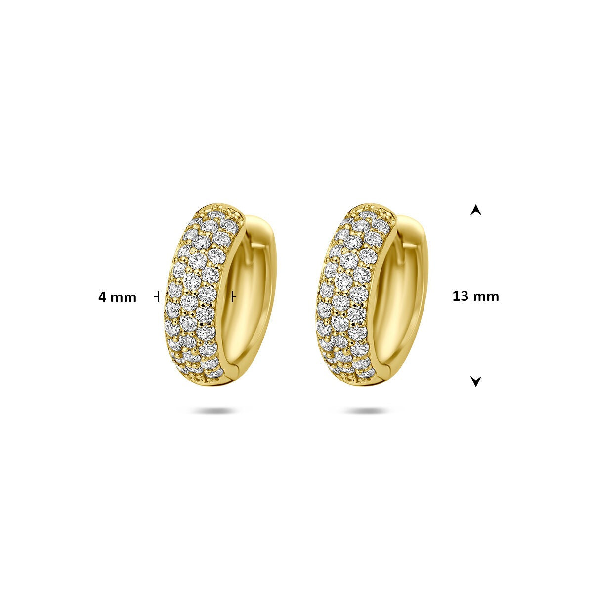 Orecchini a cerchio a scatto in oro giallo 14k con diamante lab grown