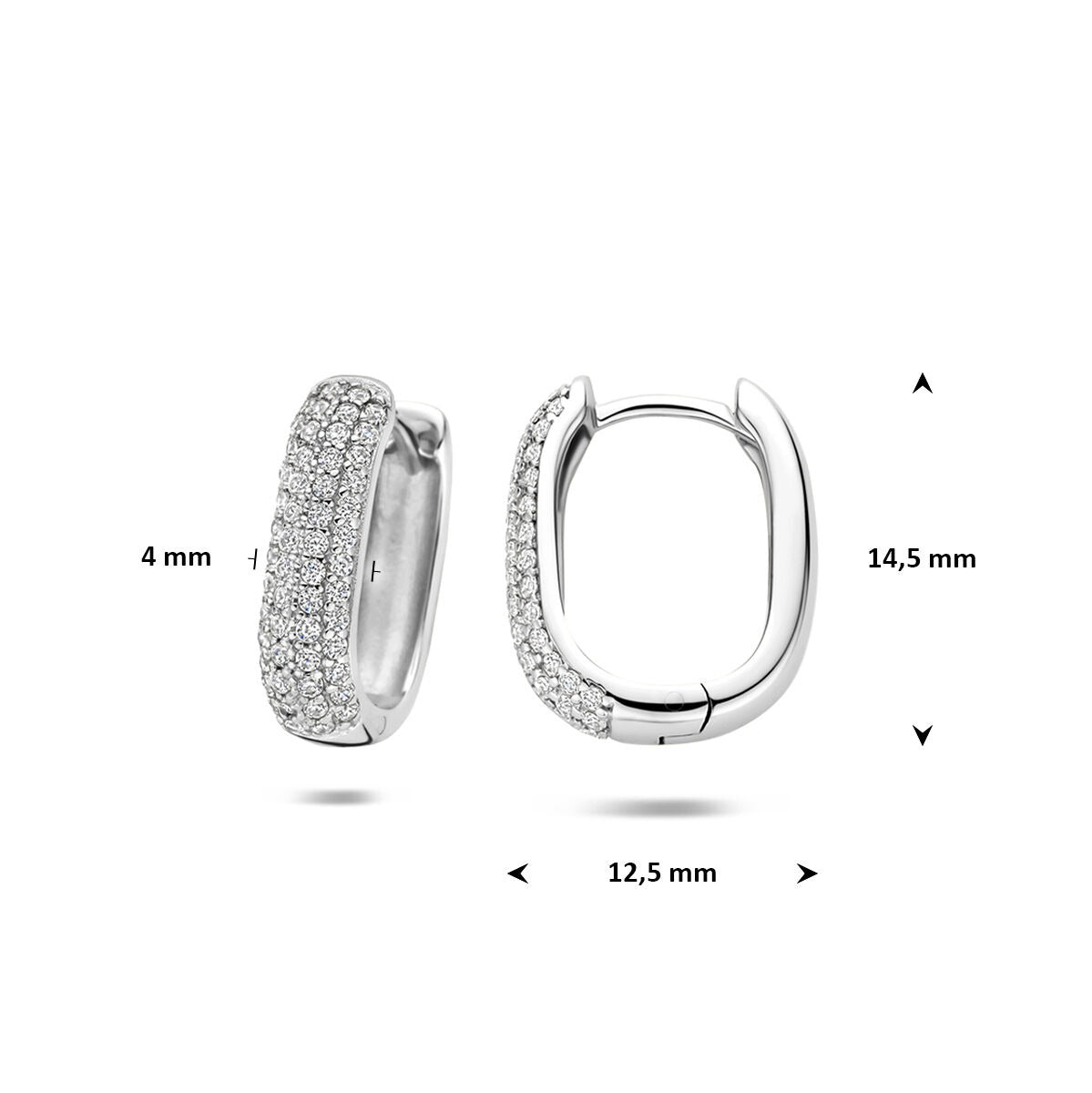 Orecchini a cerchio in argento 925 rodiato con zirconia