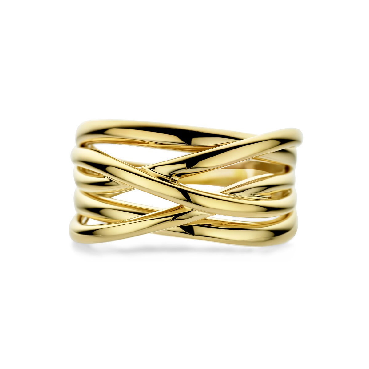 Anello da donna in oro giallo 14k con fascia larga 11 mm