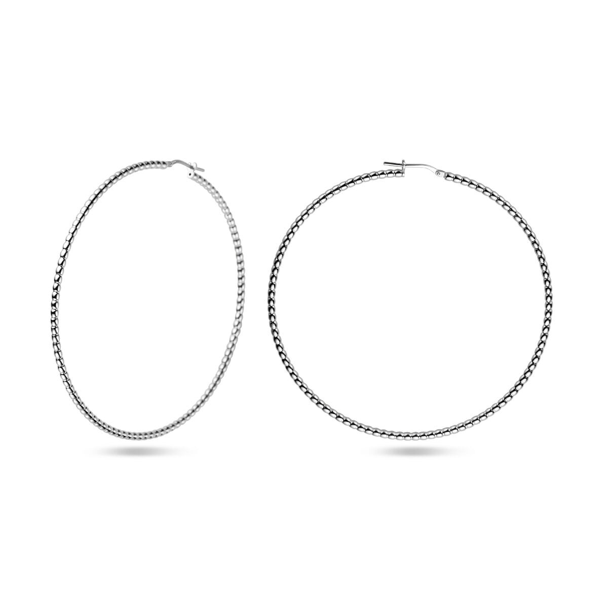 Orecchini a cerchio in argento – argento 925 rodiato, 75 mm
