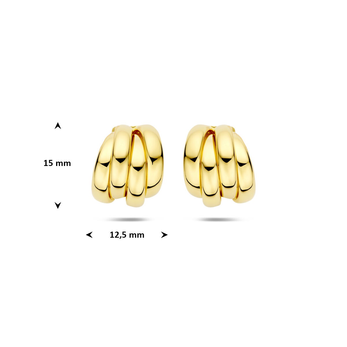 Orecchini a perno in argento 925 dorato 15 x 12,5 mm