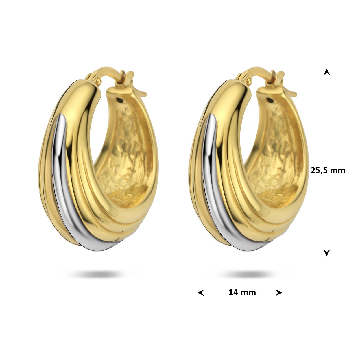Orecchini a bottone in argento 925 placcato oro 16,5 x 10 mm da donna