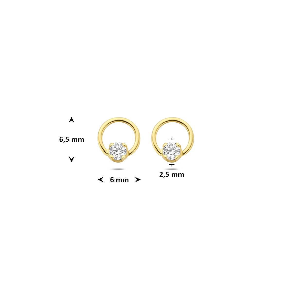 Orecchini a bottone in oro giallo 14k con diamante lab grown 0,13 ct
