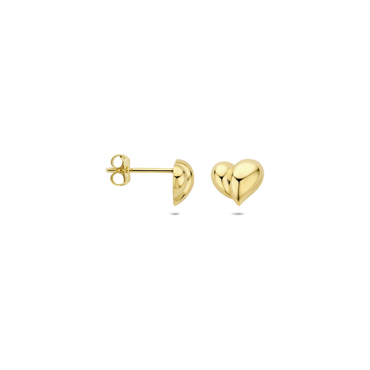 Orecchini a bottone a cuore in oro giallo 14k