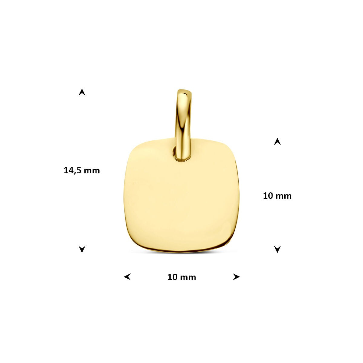 Ciondolo da Incisione Quadrato in Oro Giallo 14K