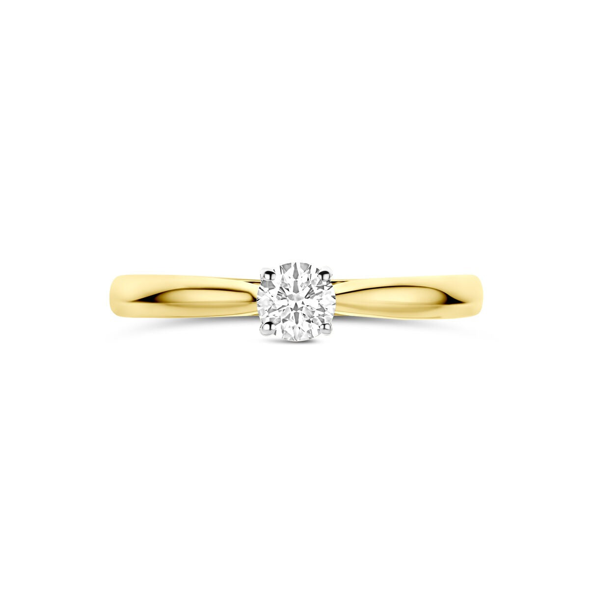 Anello bicolore in oro giallo e bianco 14k con diamante lab grown da 0.25ct