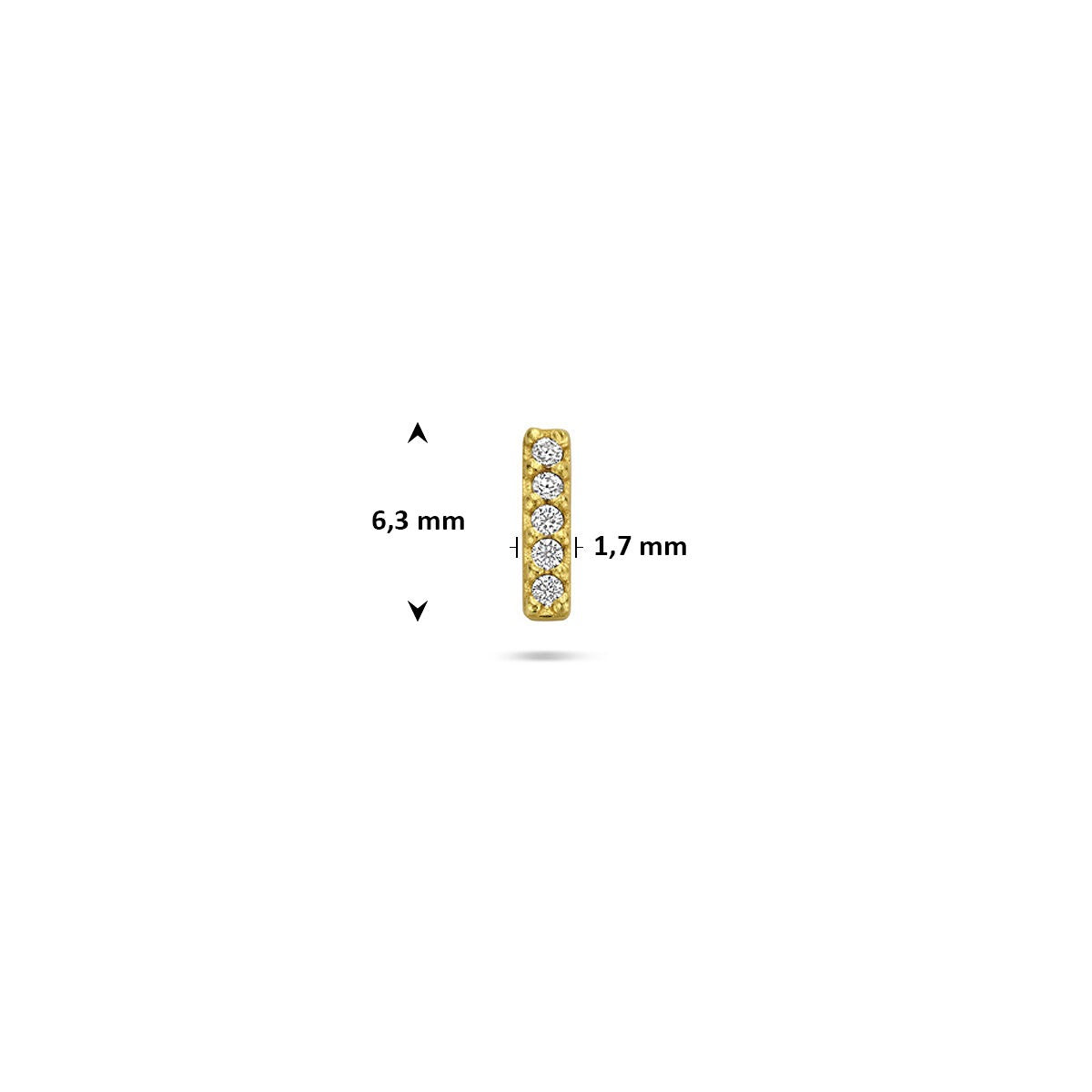 Piercing flat back in argento 925 placcato con fila rettangolare di zirconie