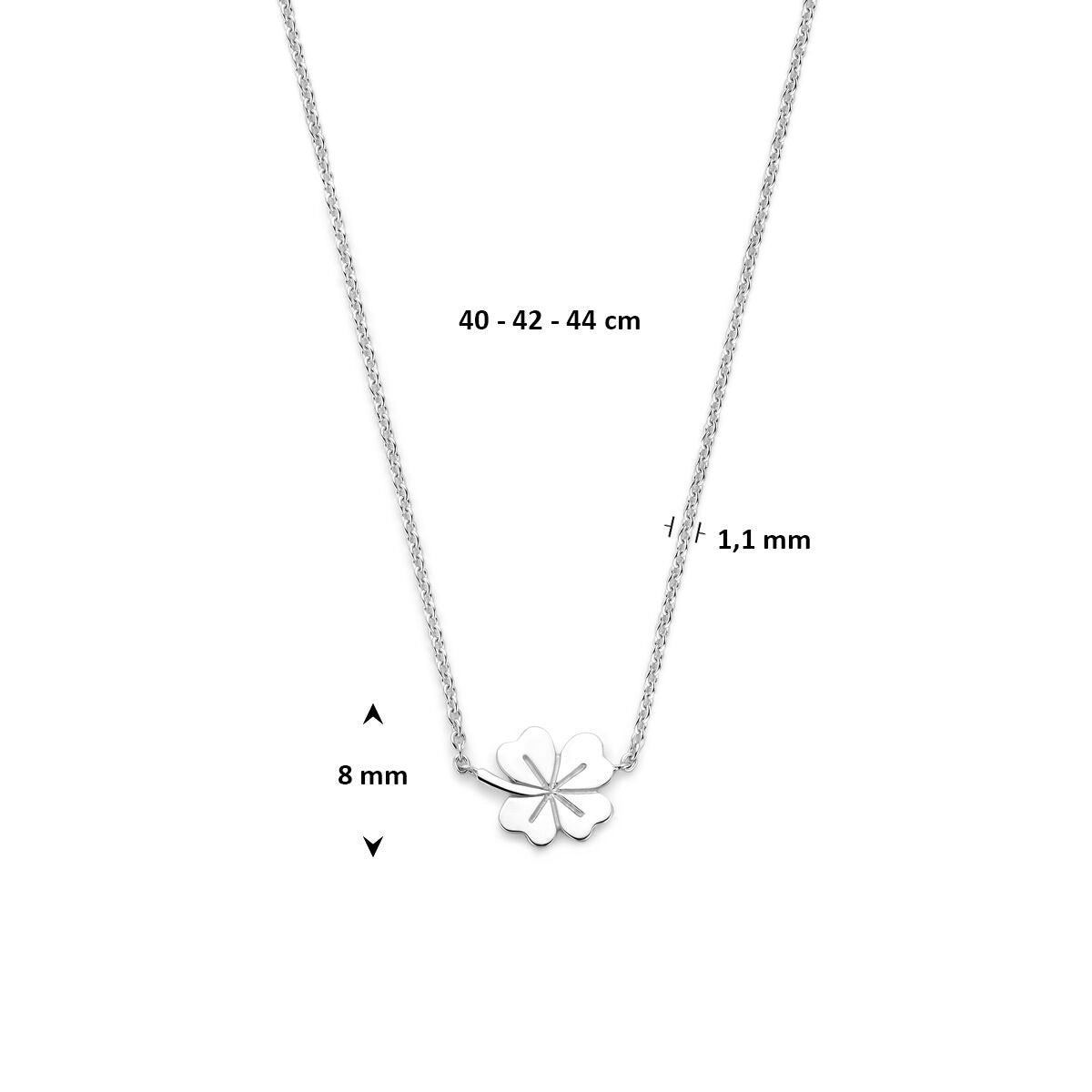 Collana in Argento 925 Rodiato con Quadrifoglio