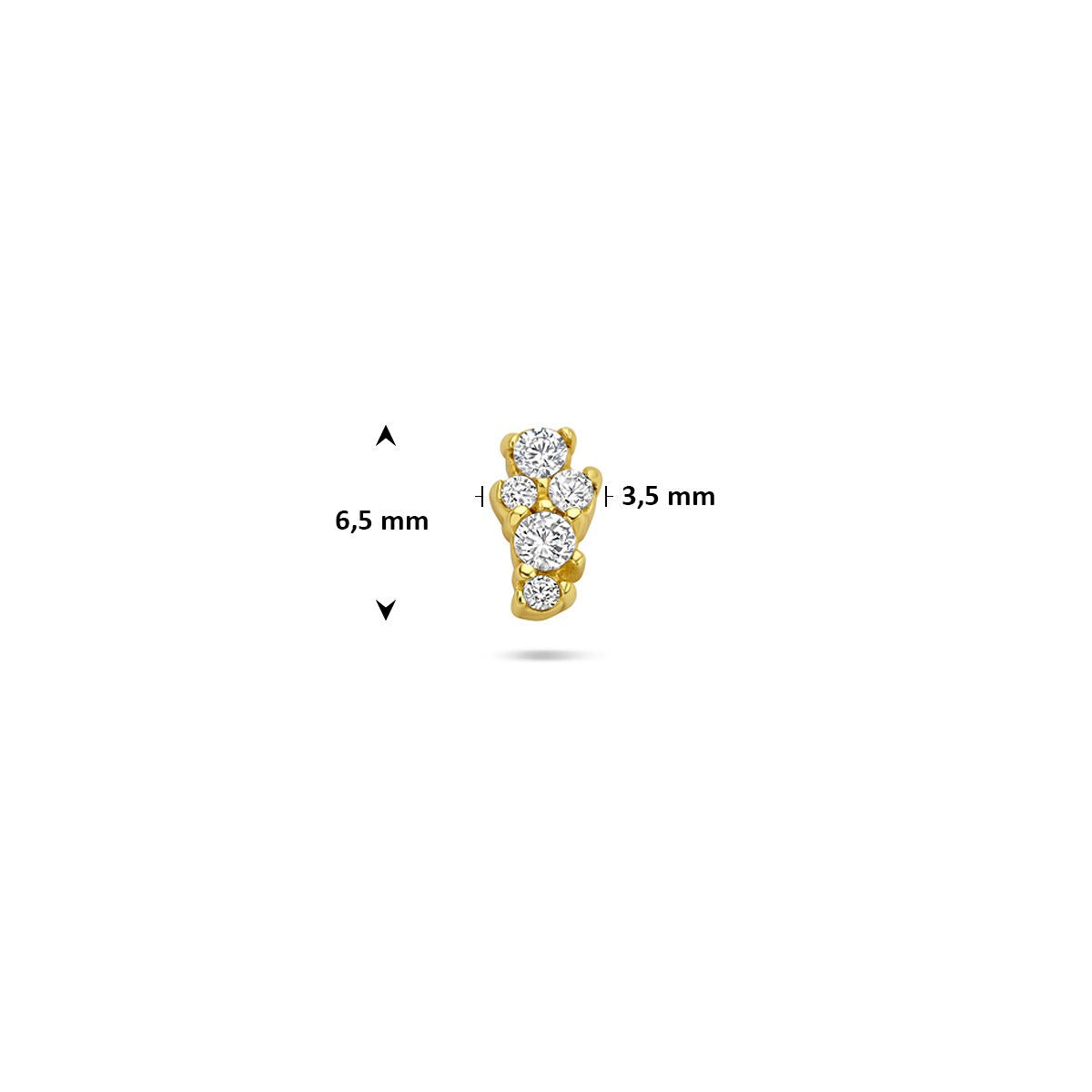 Piercing flat back in argento 925 placcato con zirconia