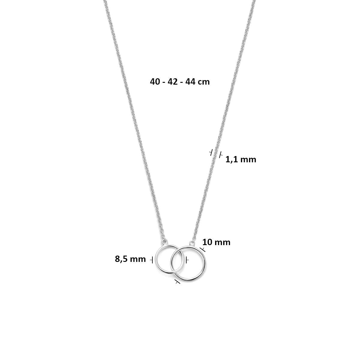 Collana in argento 925 rodiato con cerchietti