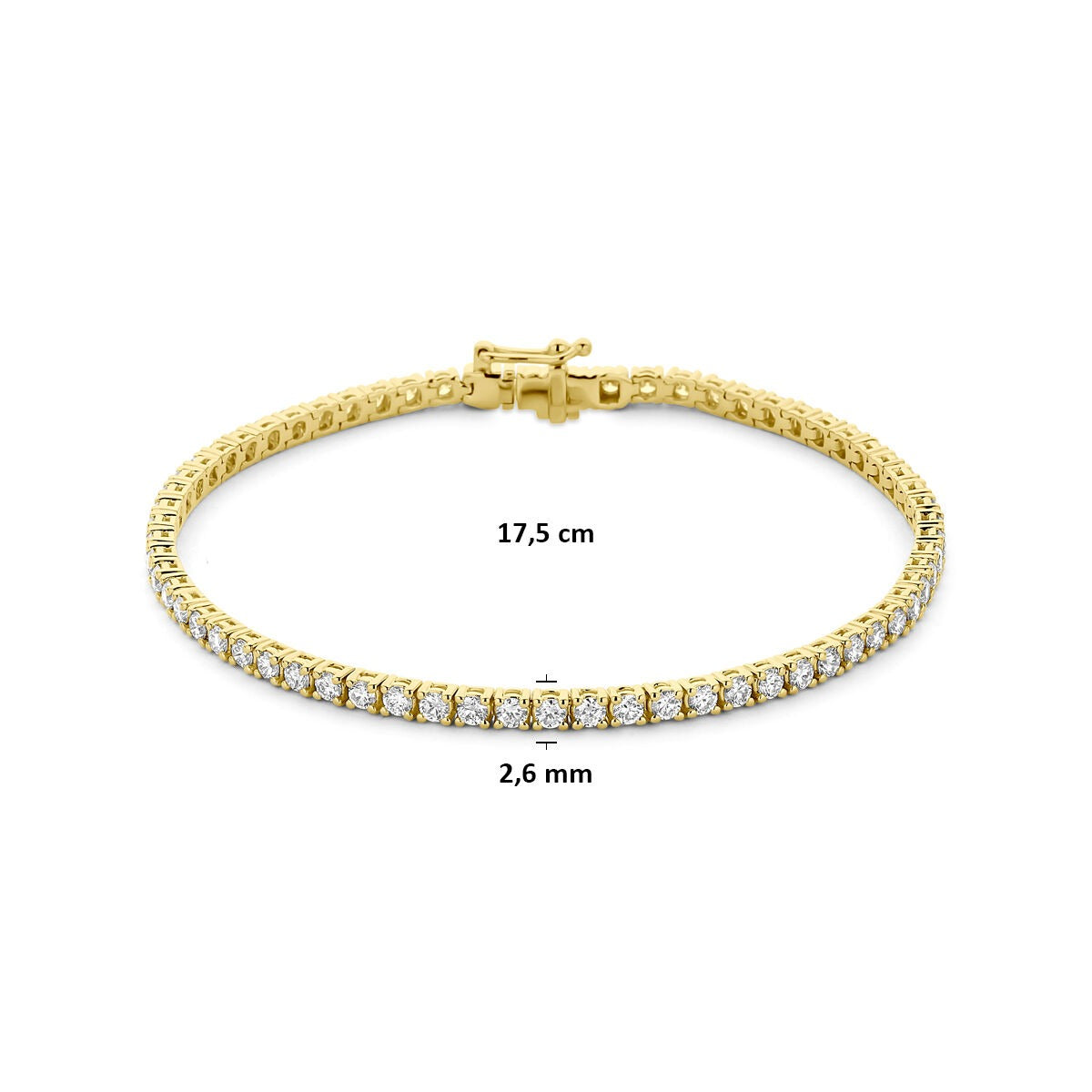Bracciale tennis in argento 925 dorato con diamante lab grown